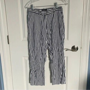 Theory Inza Striped Linen Blend Cropped Wide leg Pants 29040